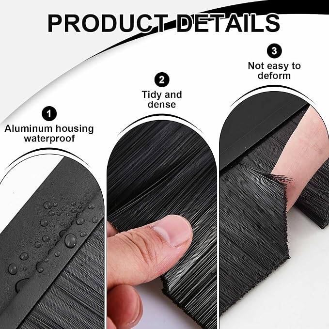 Frienda 2 Set Door Brush Bottom Sweep Brush Weather Stripping Aluminum Door Seal - Image 3