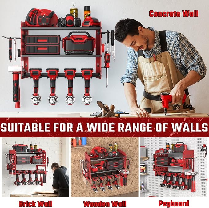 Power Tool Organizer, Heavy Duty Wall Mount Tool Organizer 3 Layers - Image 6