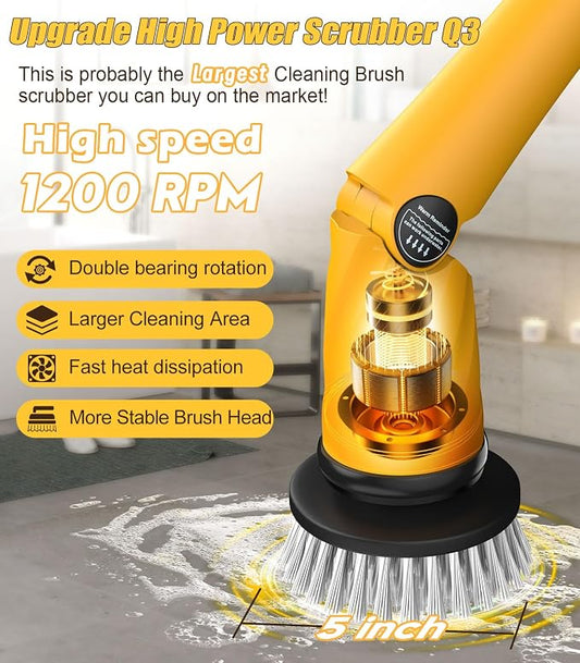 Qimedo Electric Spin Scrubber Extra Large Brush Q3, 6000 mAh Best Battery Power - Image 2