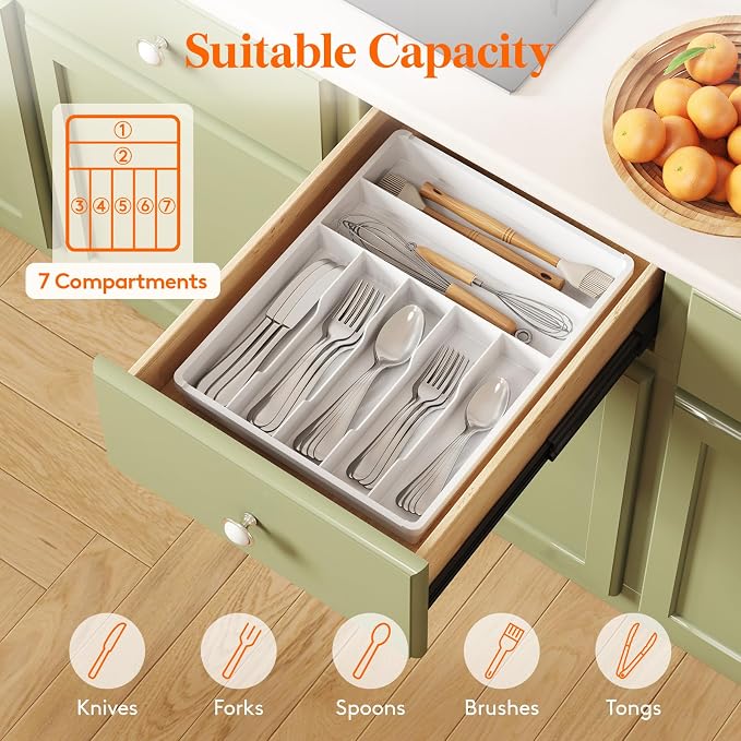 Lifewit Silverware Tray, Deep Wide Cutlery Drawer Organizer Storage - Image 4