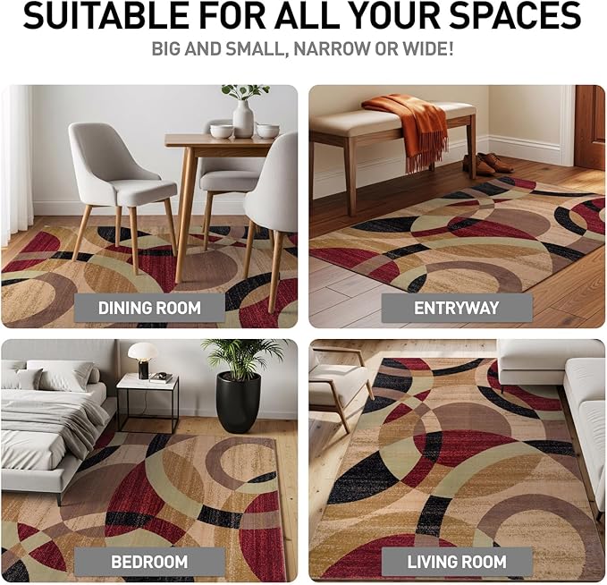 Rugshop Contemporary Abstract Circles Perfect for high Traffic Areas of Your Living Room,Bedroom,Home Office,Kitchen Area Rug 9' x 12' Multi