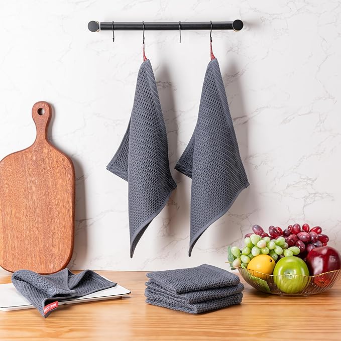 BOOMIBOO Kitchen Towels 6-Pack Kitchen Dish Cloths, 100% Cotton Towels Waffle - Image 7