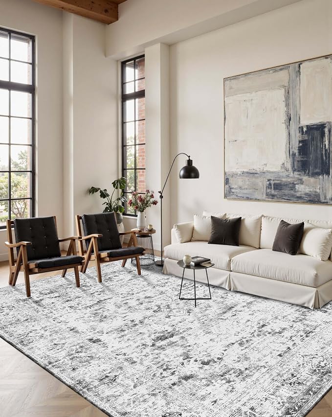 Area Rugs 5x7, Washable Grey Rugs by OHWPEAT