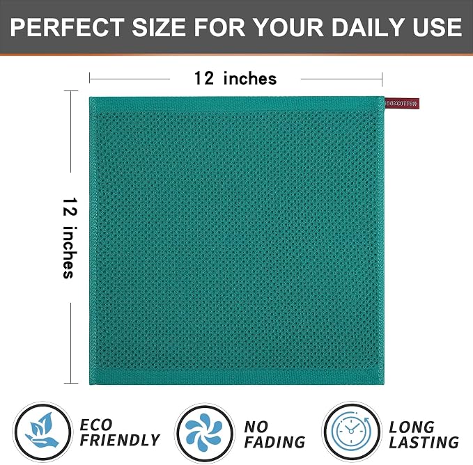Kitinjoy 100% Cotton Kitchen Dish Cloths, 12 Pack Waffle Weave Ultra Soft - Image 5
