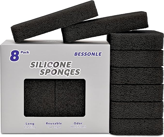 8 Pack Silicone Scrubbing Sponges, Heavy-Duty, Non-Scratch Kitchen Sponges by Unknown