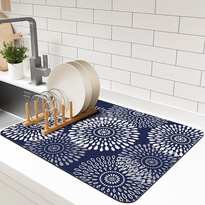 LuxStep Dish Drying Mat Super Absorbent Kitchen Counter Mat Rubber Backing by LuxStep