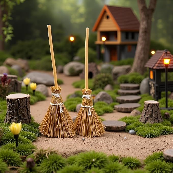 5Pcs Witch Broom, Miniature Broom Props Artificial Mini Broom Fairy Hopuse - Image 8