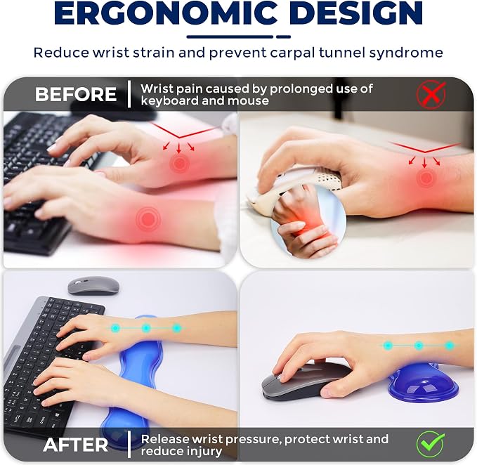 Gel Wrist Rest for Keyboard and Mouse, Wrist Rest for Keyboard, Mouse Wrist - Image 3