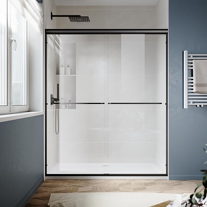 SUNNY SHOWER Double Sliding Glass Door 54" W x 72" H Shower Door 1/4" Tempered by SUNNYSHOWER