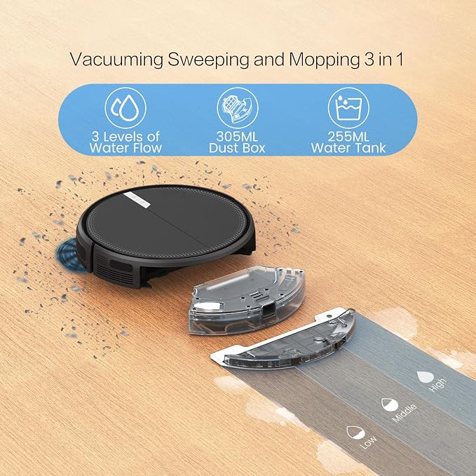 AIRROBO Robot Vacuum and Mop, 3000Pa Strong Suction Power Vacuum Mop Robot - Image 2