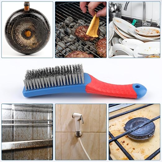 2Pcs Wire Brushes for Cleaning 6.3 Inch Heavy Duty Stainless Steel Wire Scratch - Image 5