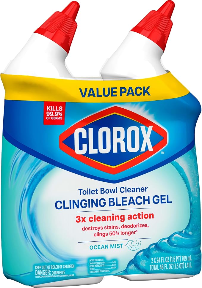 CLOROX Toilet Bowl Cleaner Clinging Bleach Gel, Ocean Mist, 24 Fl Oz - Image 12