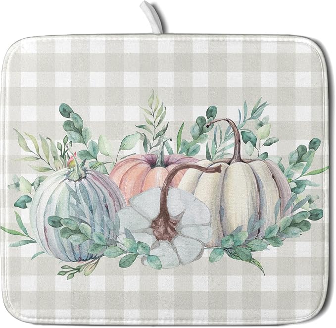 Fall Colorful Pumpkin Dish Drying Mat by Sweetshow