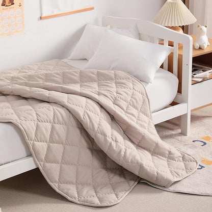 NTBAY Down Alternative Toddler Comforter, Lightweight and Warm Solid Color Baby Crib Quilted Blanket, 39x47 inches, Taupe
