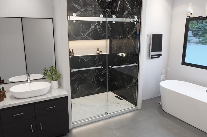 Twinglide VITRA-200 Frameless Shower Door 56.5-59" Width x 78" Height - Image 2