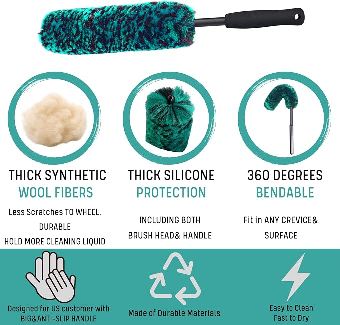 Professional 4 Pack Long Handle Wheel Brush Kit - Image 5