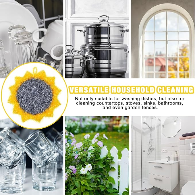 Breling 6 Piecs Sunflower Shape Dish Sponge Dual Sided Non Scratch Dish Washing - Image 5