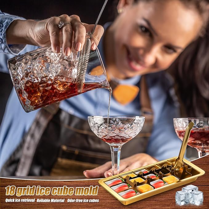 Professional Ice Cube Tray Gold-color, 18-Slot Stainless Steel, Heavy Duty - Image 7