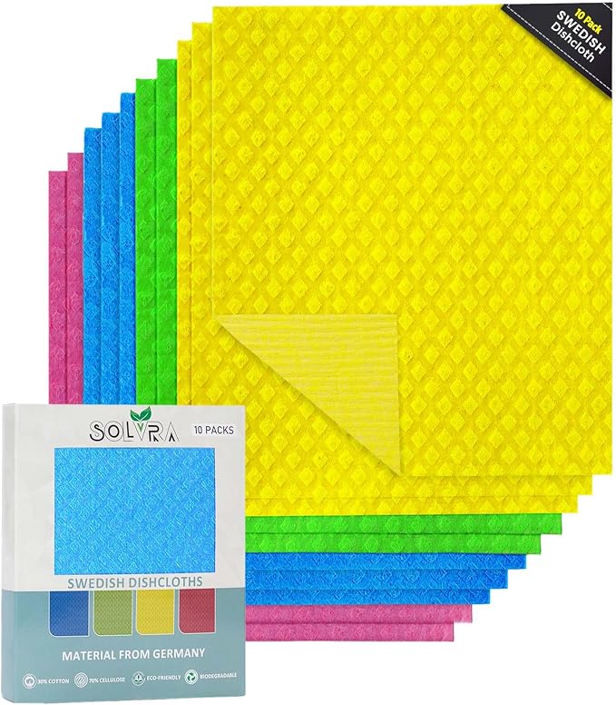 10 PCS Swedish Dishcloths for Kitchen 100% Biodegradable | Reusable Cellulose by Unknown