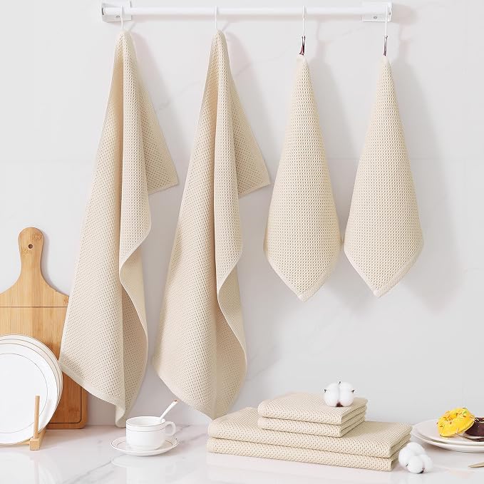 Homaxy 100% Cotton Kitchen Towels and Dishcloths Set, 12 x 12 Inches and 13 x - Image 7