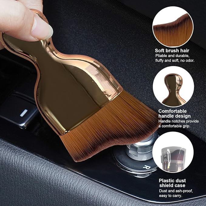 Ziciner Car Detailing Brush, Curved Soft Bristles Auto Removal Dust Collectors - Image 3