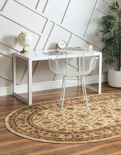 Unique Loom Voyage Collection Area Rug - St. Louis (4' 1" x 6' 1" Oval Cream/Brown)