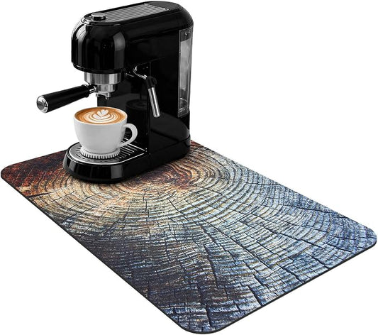 Coffee Drip Mat 20x12 Inch, Wood Grain Stump Design, Absorbent Hide Stain by Unknown