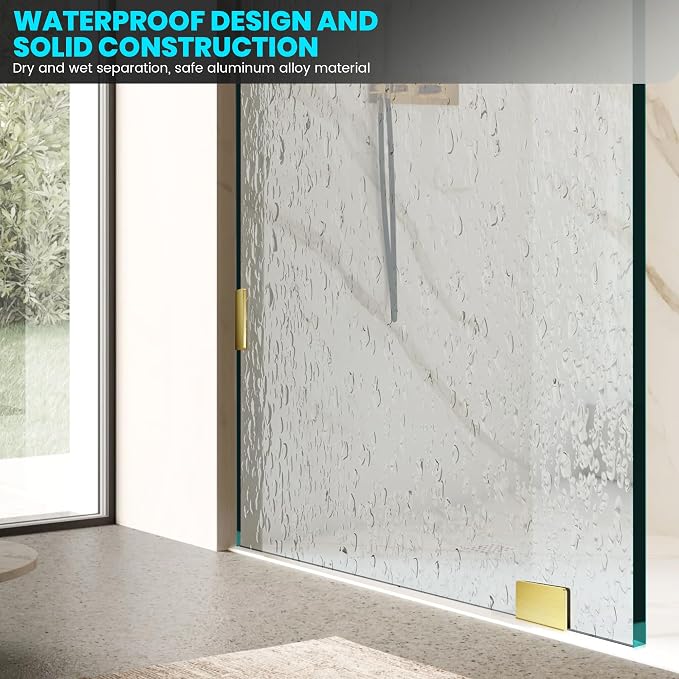Bathroom Glass Shower Door Panel, 3/8" Thick Clear Tempered Glass Shower Screen - Image 3