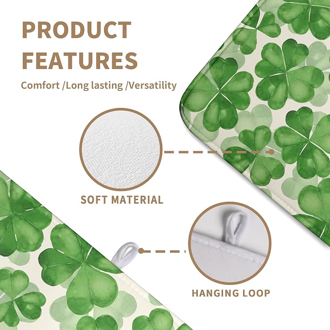 St Patrick's Day Green Clover Drying Mat - Image 3