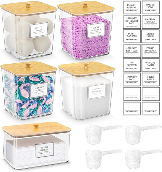 4+1 Pack Laundry Room Organization Containers, Large Laundry Detergent Powder by Unknown