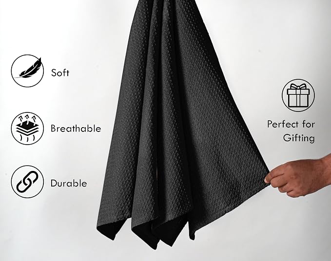 Black Waffle Dishcloths, 12x12 Inch, and Durable, Quick Drying, Machine Washable - Image 2