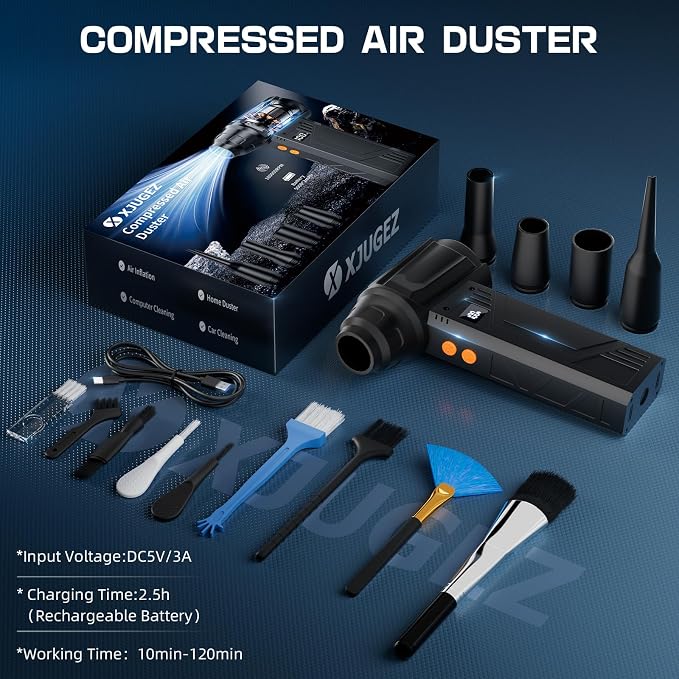 Compressed Air Duster with Flashlight, 180000RPM Electric Air Duster, 4-Gear - Image 9