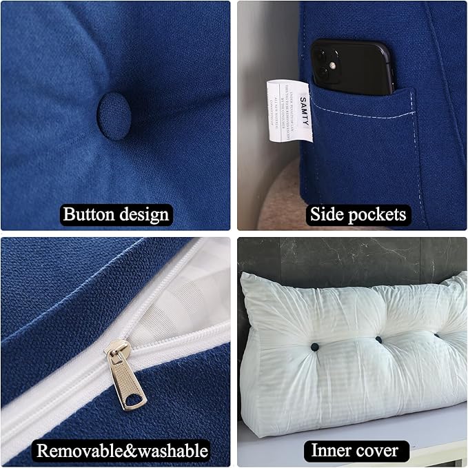 Triangular Wedge Pillow headboard Queen Size for Couch Large headboard Pillow with Removable Cover Back Rest Pillows for Sitting up in Bed