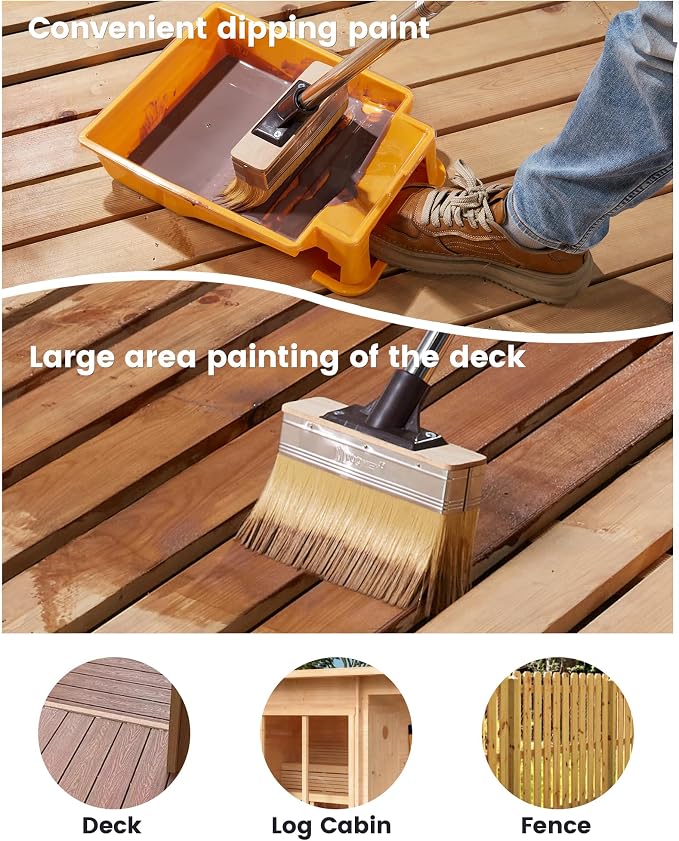 Voomey 7.5-Inch Heavy-Duty Deck Brush Kit, 51 Inch Adjustable Extension Rod - Image 3