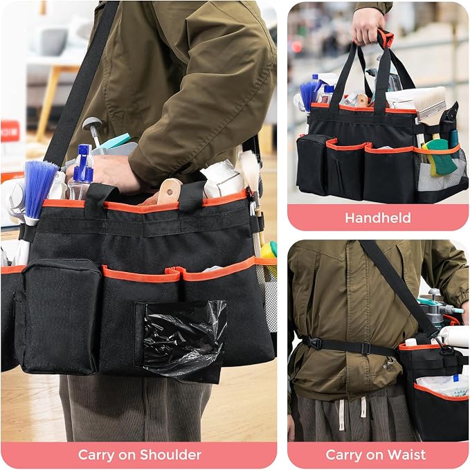ProCase Cleaning Caddy Bag for Housekeepers, Foldable Cleaning Supply Bag - Image 4