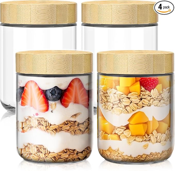 4 pack 16oz Overnight Oats Containers by HomArtist