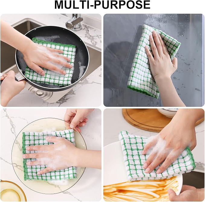 Kitinjoy Cotton 8 Pack Terry Kitchen Dish Cloths, 12 x 12 Inches Super Soft and - Image 4