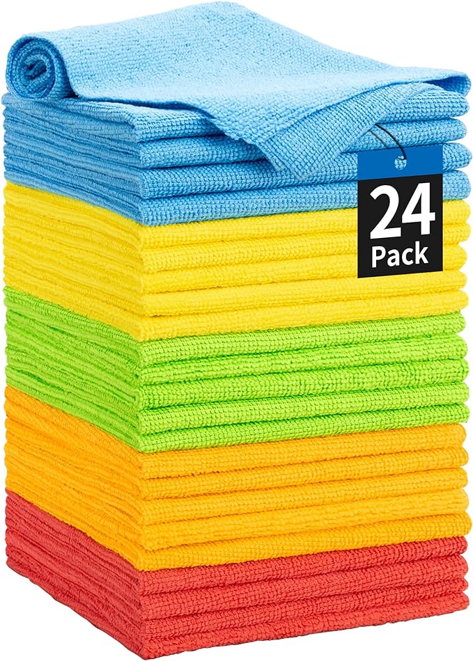 HOMERHYME Microfiber Towels for Cars, 24 Pack Microfiber Cleaning Cloths by HOMERHYME