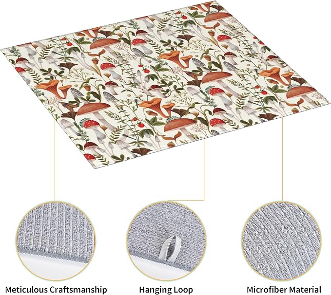 Boho Mushroom Decor Dish Drying Mat - Image 3