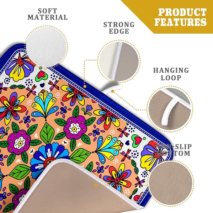 Mexican Talavera Dish Drying Mat Navy Blue Microfiber Dish Drain Pad - Image 4