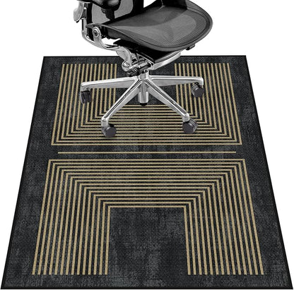 Office Chair Mat for Hardwood Floor&Tile Floor,36"X 48" Heavy Duty Desk Chair Mat for Hard Floors,Under Desk Rug for Rolling Computer Chair,Anti Slip,Low Pile Carpet Floor-Geo Black