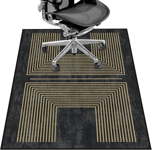 Office Chair Mat for Hardwood Floor&Tile Floor,36"X 48" Heavy Duty Desk Chair Mat for Hard Floors,Under Desk Rug for Rolling Computer Chair,Anti Slip,Low Pile Carpet Floor-Geo Black
