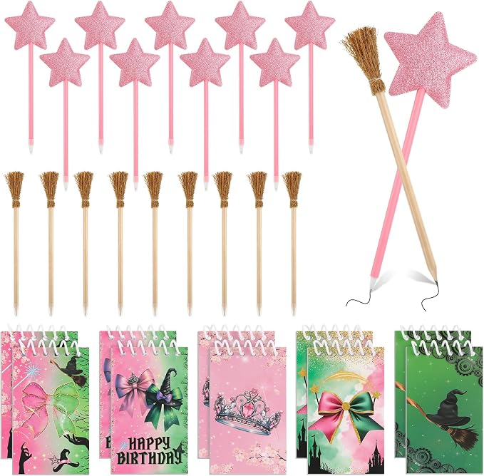 40 Pcs Princess and Witch Party Favors Include 10 Witch Broom Pencils 10 Pink by libfrnt