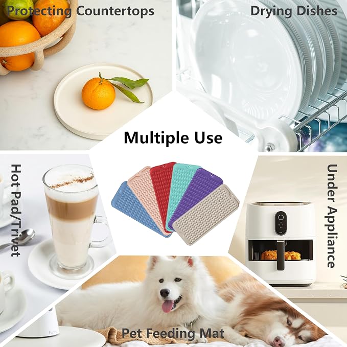 ZLR Silicone Dish Drying Mat for Kitchen Counter, Eco-Friendly Fast Dry Dish Mat - Image 5