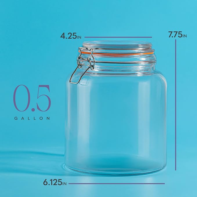 kitchentoolz Half Gallon Glass Large Mason Jars - 64oz Wide Mouth Flour & Sugar - Image 6