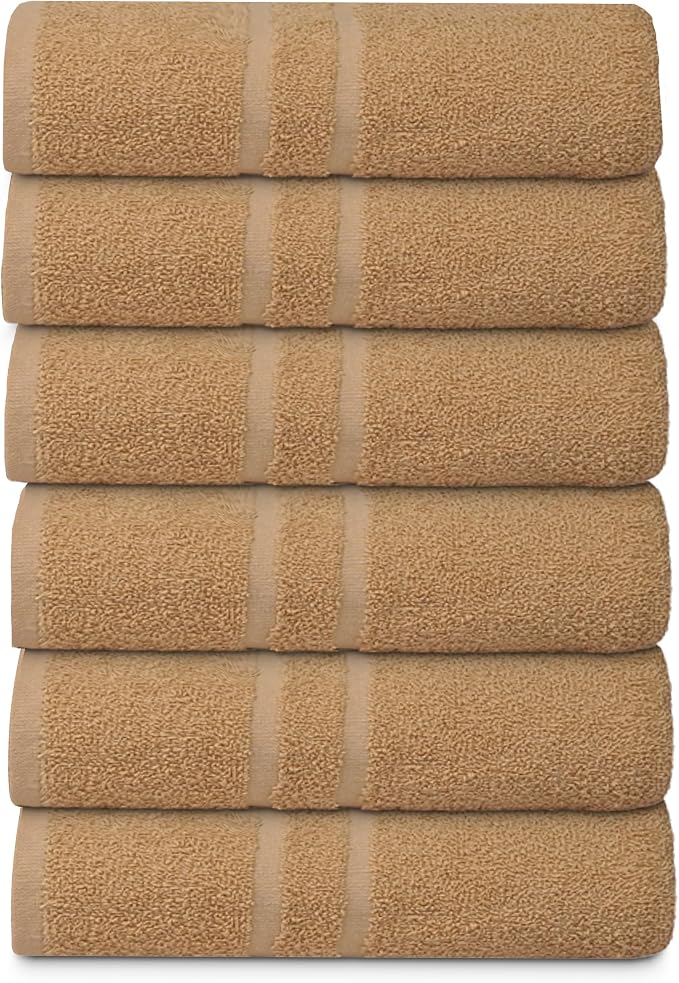 Basic Medium Bath Towels 24x48 Inches – Pack of 6 – Beige Color – Soft and - Image 2