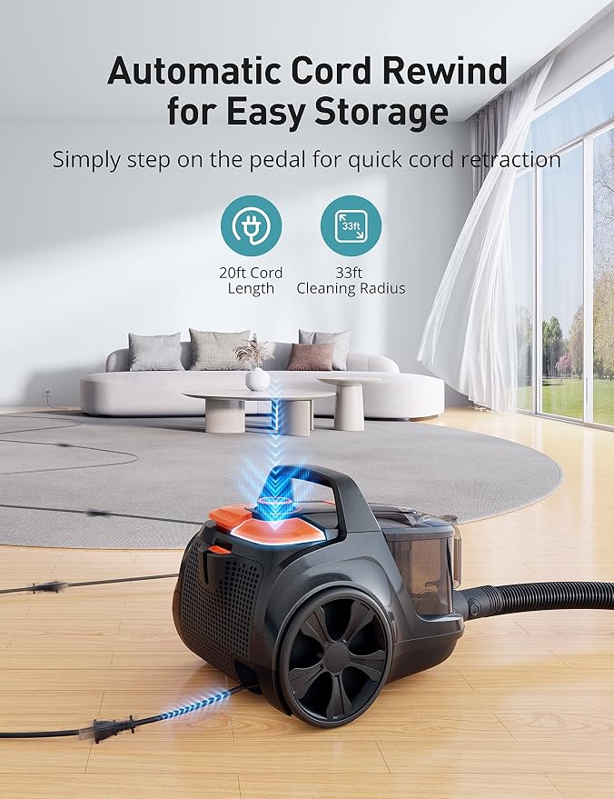 Aspiron Canister Vacuum, Upgraded 1600W Bagless Canister Vacuum Cleaner - Image 5