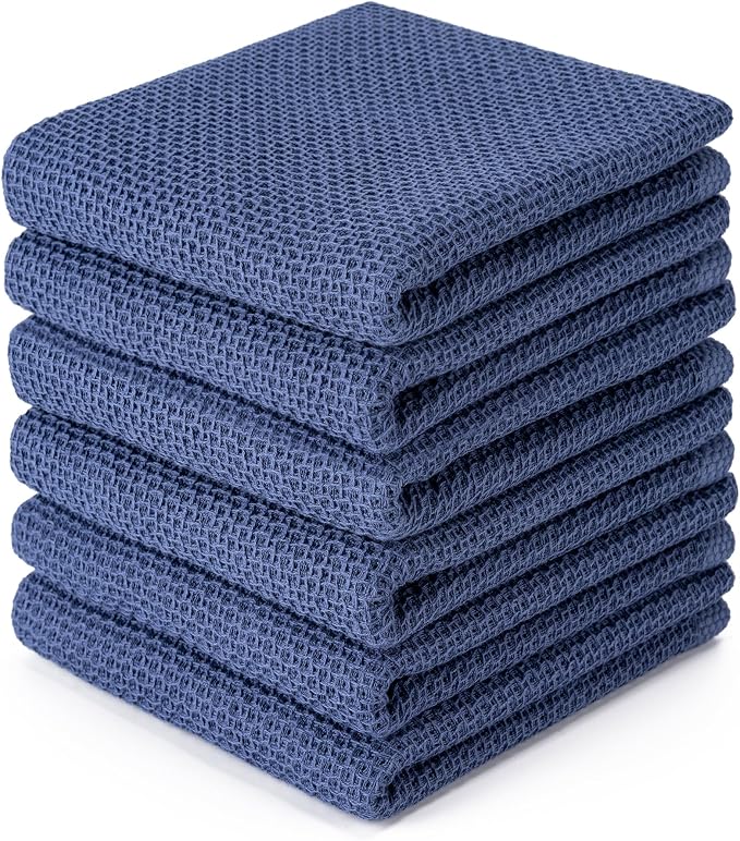 BOOMIBOO 6-Pack Kitchen Dish Cloths, 100% Cotton Waffle Weave, Ultra Soft by BOOMIBOO