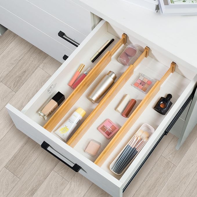 VaeFae Adjustable Bamboo Drawer Dividers, Expandable Drawer Organizer - Image 6