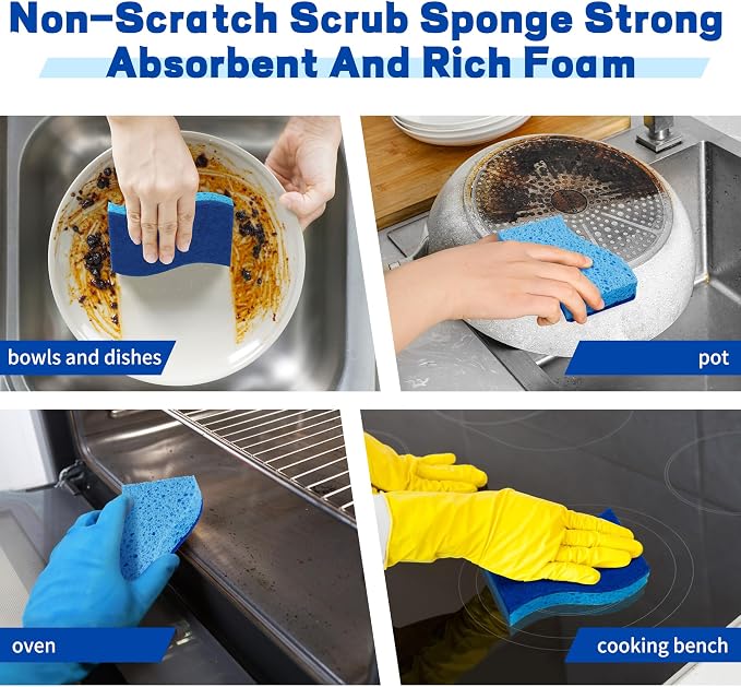 12 Count Non-Scratch Dish Sponges Kitchen, Long Lasting Cleaning Sponges - Image 7